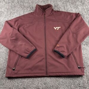 Columbia Virginia Tech Hokies Jacket Mens 2XL Softshell Burgundy Full Zip